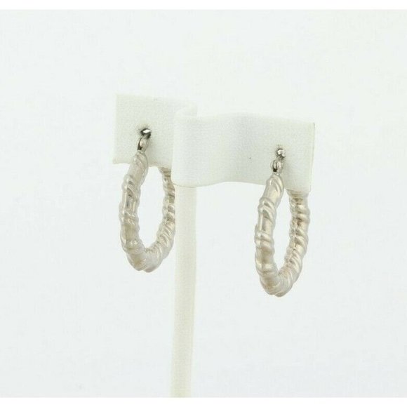 Sterling Silver Textured Hoop Earrings - Picture 1 of 7